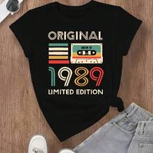 Women's Short-Sleeved T-Shirt With  Rainbow Pixelated Ghost Print - 黑色 - 查看 1