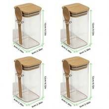 320ml Glass Spice Jars Set Airtight Glass Seasoning Containers With Bamboo Lid & Wooden Spoon Kitchen Food Storage Jars For Spices Salt Sugar Herbs Pantry Organizer 4/6/10/12Pcs - View 10
