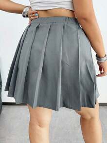 Vibekara Women's Plus Size High Waist Solid Color Ruched Mini Skirt - Grey - View 2
