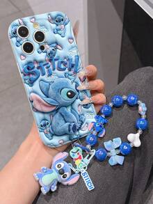 Estuche de teléfono autorizado por Disney - Set con cadena, Estuche de teléfono 3D de Stitch de Lilo y Stitch talla grande una pulsera 3D de silicona de Stitch con anillo metálico desmontable, con patrón de Stitch y Angel, compatible con iPhone 17/16/15/14/13/12/11/XS/XR/X Plus Pro Max, un estuche de teléfono de dibujos animados con estilo, la opción de regalo perfecta, protección de teléfono, funda de teléfono duradera, un gran regalo para amigos y familiares. - Blanco - Ver 2