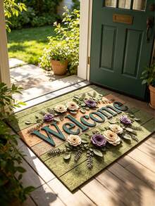 1 pieza Felpudo interesante | Felpudo de bienvenida con estampado floral decorativo, adecuado para dormitorio, cocina, comedor, baño y otros escenarios, decoración navideña, ligero, práctico, impresión de alta definición, cálido y elegante, alfombra de primavera, felpudo, alfombrita pequeña, felpudo de bienvenida, alfombra, felpudo - Multicolor - Ver 6