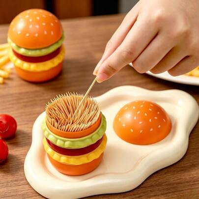 2026 Hamburger Toothpick Dispenser, Multi-Functional Storage Container, Durable ABS, Perfect For Home And Restaurant IKXU
