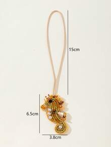 1 chiếc charm hình ngựa biển làm thủ công từ ngọc trai gạo & vỏ sò, phụ kiện dễ thương cho túi xách nữ dùng hàng ngày trong kỳ nghỉ hè ở bãi biển - Vàng - Xem 5