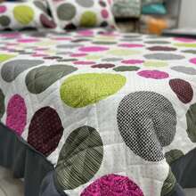 3-Piece Bedding Set: Double-Sided Printed Comforter With Bed Skirt + 2 King Size Pillowcases - 五彩紙屑/牛津 - 查看 3