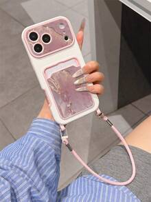 Funda de teléfono a prueba de golpes con ranura para tarjeta, material de TPU, con patrón de mármol, adecuada como regalo de vacaciones, compatible con Apple 11 12 13 14 15 16 Pro/Pro Max/14 15 16/17, unisex - Multicolor - Ver 5