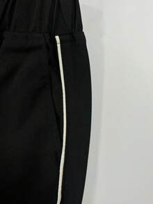 1pc Loose Fit Cargo Straight Leg Pants With Pockets, White Line Trim, Casual Outdoor/Indoor Sports Style For Girls 4-7 Years Old, Spring/Summer/Autumn - Black - View 7