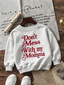 Boys' Minimalist Letter Print Front And Back Hooded Sweatshirt, Suitable For Spring And Autumn, Perfect For School, Vacation, Shopping And Sports - Light Grey - View 3