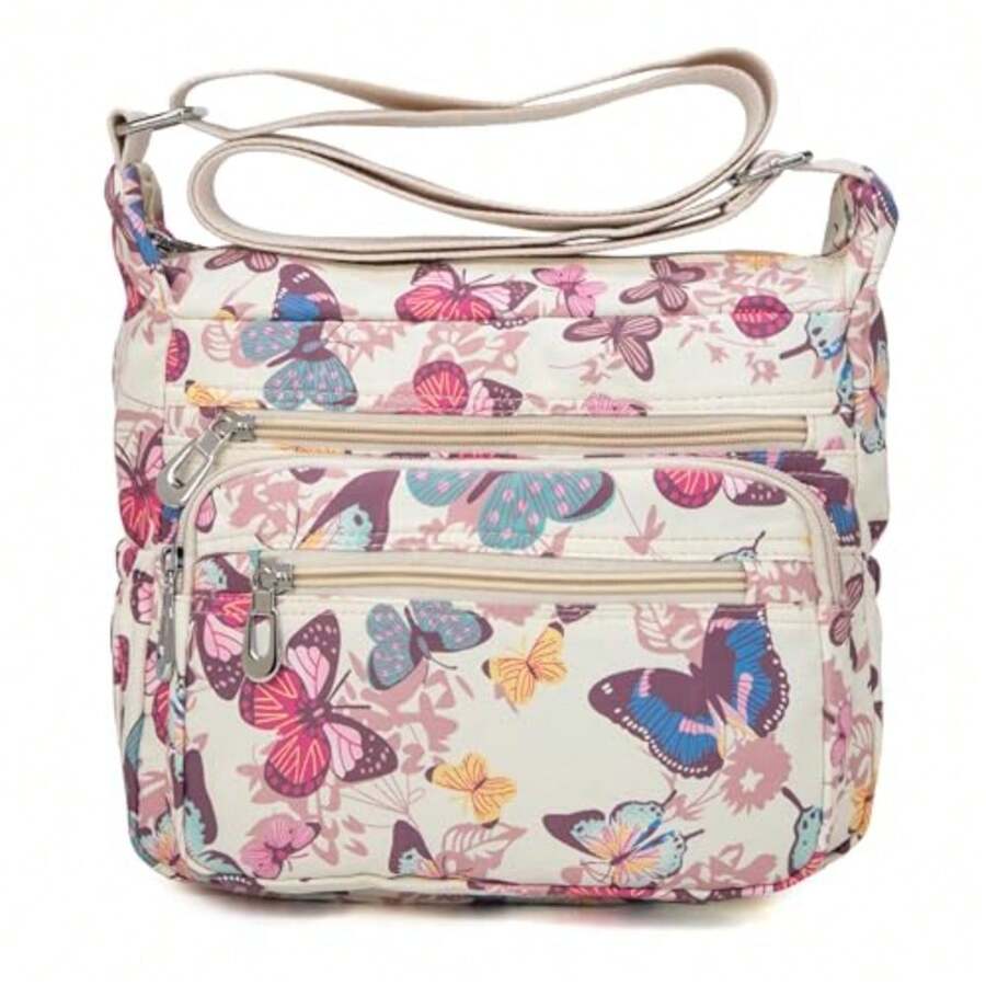Pealwel Women Shoulder Handbag Roomy Multiple Pockets Bag Ladies Crossbody Purse Tote Top Handle Satchel - 蝴蝶 - 查看 1