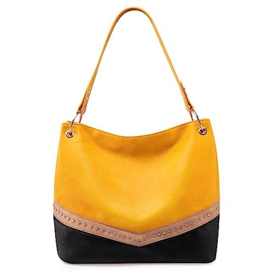 Hobo Bag For Ladies Shoulder Handbags With Back Pocket Purses, With Zipper, Purses, With Zipper - C-yellow - View 1