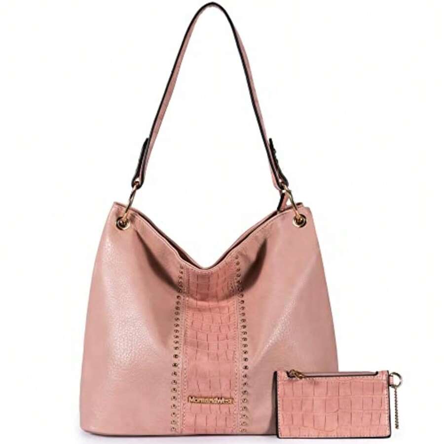 Hobo Bag For Ladies Shoulder Handbags With Back Pocket Purses, With Zipper, Purses, With Zipper - Z-hot Pink/Croco - View 1