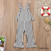 Mono de verano sin mangas para bebés y niñas pequeñas, con rayas verticales elegantes, tirantes y pantalones largos, body y overol - Gris Claro - Ver 1
