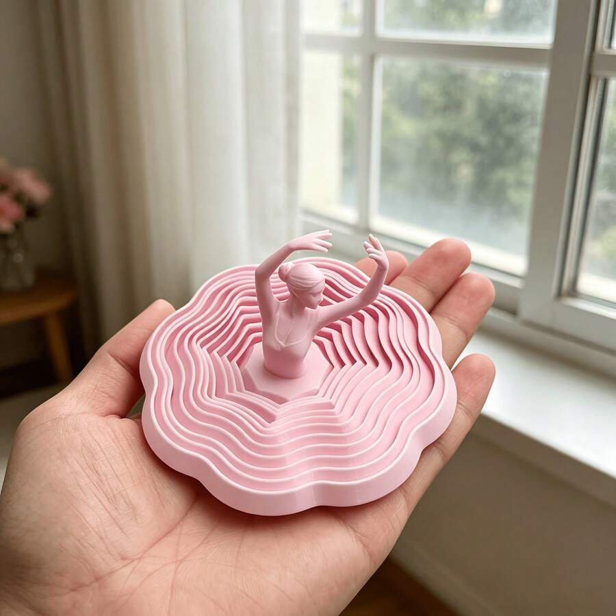 芭蕾舞者减压摆件 - 3D 光学错觉折叠教育摆件，创意节日装饰品，舞蹈爱好者的收藏品，采用耐用塑料制成，多边形萝卜塔造型，一份令人舒心的小礼物，非常适合办公室和家居装饰，母亲节、圣诞节和万圣节礼物，桌面舞蹈摆件。