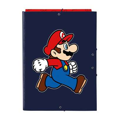 Safta | Folio Folder 3 Flaps Super Mario Trick, Hard Covered, Elastic Closure, School Binder With Interior Flaps, Back To School For Kids And Teens
