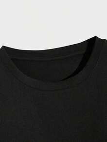 Herren Lässig T-Shirt mit Slogan- und Figurenprint, Kurzarm Rundhals, für den Sommer Alltag, Emo - Schwarz - Übersicht 3
