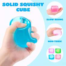 Juguete antiestrés Schylling Cube suave y lindo con textura de malta, cuatro colores, rebote lento, exprimidor cuadrado grande, juguete fidget para aliviar la ansiedad para adolescentes y adultos, regalo ideal para cumpleaños y fiestas - Multicolor - Ver 6