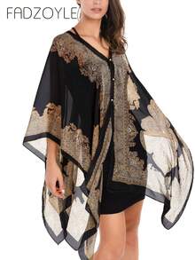 FADZOYLE 1pc Chiffon Cover-Up Sarong And Sun Protective Kimono Shawl Summer Beach Cover Up Sarong Daily Life Accessories - Multicolor - View 3