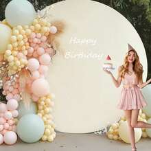 6ft, 6.6ft, 7.2ft Round Backdrop Cloth, Round Arch Cloth, Polyester Round Balloon Arch Backdrop, Suitable For Wedding, Birthday Party, Bridal Shower, Father's Day, Mother's Day Decoration, Outdoor Events, Holiday Decor Photo Prop, Easy To Clean And Install, Reusable Party Background Curtain - Multicolor - View 6