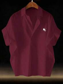 CURVE Blusa Blanca Bordada de Manga Corta con Cuello en V para Mujer de Tallas Grandes, Camisa Sin Mangas de Tela Suave, Adecuada para Graduaciones, Vacaciones, Día de San Valentín, Festivales de Música, Día de la Madre, Halloween, Día de Acción de Gracias, Pascua, Día Nacional, Bailes, Citas, Fiestas, Bodas, Actividades al Aire Libre, Camisa Blanca de Tallas Grandes, Camisa Blanca para Mujer, Camisa de Manga Corta, Camisa con Logo de Caballo, Camisa Casual Blanca de Cuello Polo, Manga Murciélago, Manga Corta, Blusa Tejida con Patrón de Figuras Largas y Detalles de Bolsillos, Blusa Tejida Blanca. - Burdeos - Ver 12