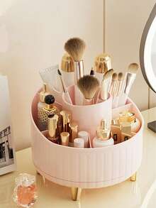 Rotating Makeup Brush Holder, Large Capacity Cosmetic Storage Box, Rotating Acrylic Makeup Organizer, Pen Holder, Jewelry Storage, Space-Saving Storage Basket, Storage Furniture, Cosmetic Display, Makeup Supplies, Bathroom, Travel, Vanity, Home Office Essential,Bedroom Room Decor,Back To School - Multicolor 1 - View 2