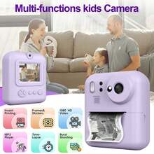 Máy ảnh in ảnh tức thời cho trẻ em, máy ảnh đồ chơi trẻ em, quay video độ phân giải cao 1080P, camera kép trước và sau, máy nghe nhạc, trò chơi vui nhộn, phù hợp cho bé trai, bé gái và thanh thiếu niên từ 6, 7, 8, 9 và 10 tuổi trở lên, quà sinh nhật phổ biến, quà Giáng sinh phổ biến, quà tặng lý tưởng cho năm học mới, quà kỷ niệm hoàn hảo. - Nhiều màu - Xem 12