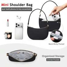 KALIDI Small Purses for Women Trendy Shoulder Bag Nylon Women's Handbags Cute Ladies Purse for Everyday Use and Night Out - Mini tamaño 1l - negro - Ver 6