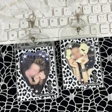 1pc Vintage Glitter Leopard Print Card Holder, Semi-Transparent Heart Cover Card Case, Double-Sided PVC Card Sleeve, FEINIBOOK, Star Leopard Music Note Card Holder, K-Pop Album Photocard Storage, Concert Fanlight, Suitable For 3-3.5 Inch Idol Photocards, Photos, Trading Cards, Anime Merchandise, Student ID/Access Cards, Can Be Used As Keychain Or Bag Charm - Card Sleeve - View 3