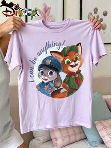 Disney Zootopia Judy Hopps Nick Wilde I Can Be Anything Kids T‑Shirt, Cute Watercolor Cartoon Boys Girls Short Sleeve Tee - 紫色 - 查看 3