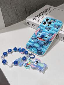 Disney Has Authorized, Phone Case - Chain Set, The Stitch Lilo & Stitch 3D Phone Case Plus A Silicone 3D Stitch Bracelet With Metallic Ring Removable Bracelet, Stitch And Angel Pattern, Compatible With Iphone17/16/15/14/13/12/11/XS/XR/X Plus Pro Max, A Stylish Cartoon Phone Case, The Perfect Gift Choice, Phone Protection, Durable Phone Cover, Great Gift For Friends And Family. - trắng - Xem 5