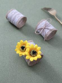 6/12pcs Reusable Lace Linen Napkin Rings, Rustic Style Table Accessories Suitable For Weddings, Parties, Dinners - Off-white - View 7