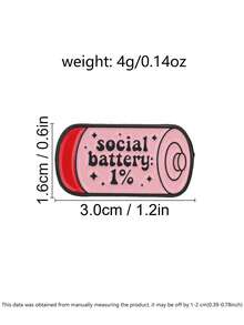 'social Battery 1%' Enamel Pin, Funny Introvert Brooch, Unique Accessory For Humor Lovers, Perfect Gift Idea For Friends & Family - Multicolor - View 3
