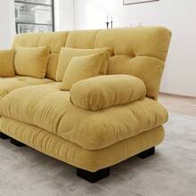 Modular Corner Sofa, L-Shaped Sofa Set For Living Room, Comfortable 4-Seater Cloud Sofas With Movable Ottoman, DIY Combination, Yellow - Mustard Yellow - View 8