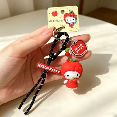  Móc khóa Hello Kitty chủ đề Apple chính hãng MINISO Sanrio phong cách Y2K, hình hoạt hình 3D, dây đeo bện, mặt dây chuyền acrylic dễ thương, phụ kiện túi xách, móc chìa khóa xe hơi, phụ kiện ba lô nữ, trang trí hộp tai nghe.