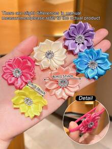 18Pcs Girls Multicolor Flower Random Hair Ties, Colorful Flower With Sequin Decoration, Perfect Gift For Birthday And Holiday - Multicolor - View 3