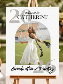 Cartel de Bienvenida de Graduación Personalizado con Foto, Nombre, Escuela y Año de Graduación Personalizados - Cartel de Fiesta de Graduación Personalizado para Graduado 2026, Decoración de Graduación - Multicolor - Ver 6