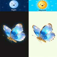 1pc Luxury Blue & Gold Butterfly Glow-In-The-Dark Wall Sticker, Self-Adhesive Removable Room Decor - Multicolor - View 1