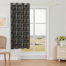 1 pieza/2 piezas Cortinas opacas/Cortinas con estampado de mármol/Diseño con ojales en la parte superior/Múltiples colores y tamaños disponibles/Cortinas 100% opacas/Protección de privacidad/Bloquean la luz solar y oscurecen la habitación/Sala de estar, dormitorio, estudio/Cortinas para fiestas/Cortinas negras - Negro - Ver 15