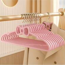 10-Pack Of Plastic Ring-Shaped Clothes Hangers, Creative Clothes Drying Racks, Suitable For Student Dormitories, Cute Non-Slip Clothes Hangers, A Must-Have For Dormitories, And Also Great For Home And Bedroom Storage. - Pink - View 3