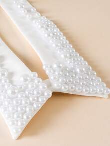 1pc Exquisite Faux Pearl Decorated Detachable Collar, Versatile Accessory For Blouses, Dresses And Other Garments - Multicolor - View 3