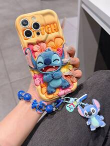 Estuche de teléfono autorizado por Disney - Set con cadena, Estuche de teléfono 3D de Stitch de Lilo y Stitch talla grande una pulsera 3D de silicona de Stitch con anillo metálico desmontable, con patrón de Stitch y Angel, compatible con iPhone 17/16/15/14/13/12/11/XS/XR/X Plus Pro Max, un estuche de teléfono de dibujos animados con estilo, la opción de regalo perfecta, protección de teléfono, funda de teléfono duradera, un gran regalo para amigos y familiares. - Blanco - Ver 1