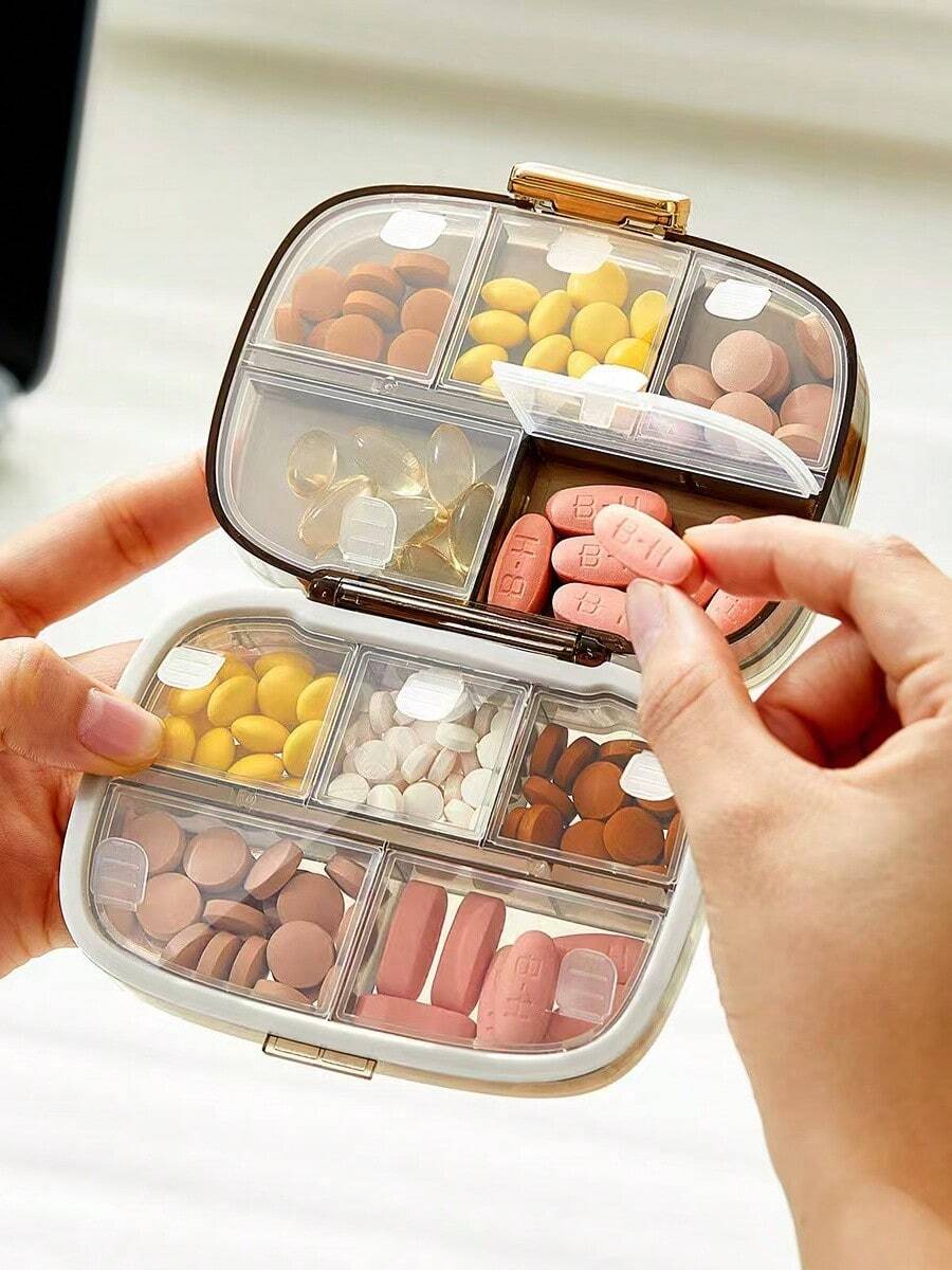 3-Layer Portable Storage Box, 10-Compartment Moisture-Proof Organizer For Pills, Jewelry And Small Items, Waterproof Sealed Lid Portable Pill Box, Suitable For Vitamins, Dietary Supplements And Various Small Accessories