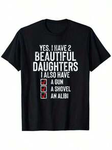 Sí, tengo 2 hermosas hijas, camiseta de regalo para papá sarcástico, regalos de equipo deportivo de sublimación de tinta, camiseta para hombres - Negro - Ver 11