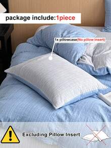 1pc Ins Style Jacquard Dyed Pillow Case, Blue-Gray Contrast Color Minimalist Textured Decorative Throw Pillow Cover, Suitable For All Seasons, Modern Home Decor, Pillow Insert Not Included - Blue - View 4