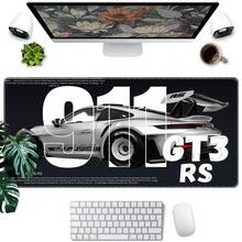 1 件装保时捷 911 GT3 RS 加长型游戏鼠标垫，大型印花跑车图案桌面垫，黑白赛车美学键盘垫，带防滑底座，适合游戏玩家和汽车爱好者家居装饰 - 查看 1
