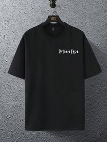 Manfinity  Camiseta Casual para Hombre con Estampado Gráfico, Hombros Caídos, Talla Grande - Negro - Ver 7