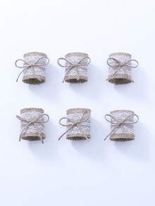 6/12pcs Reusable Lace Linen Napkin Rings, Rustic Style Table Accessories Suitable For Weddings, Parties, Dinners - Off-white - View 13
