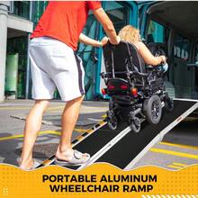 Rampa portátil de aluminio para silla de ruedas – Plegable, ligera, superficie antideslizante, capacidad 272 kg, con cerradura de  – Acceso  en umbrales, escalones, puertas - A - Ver 3