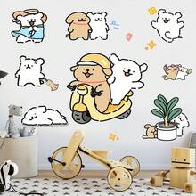 1pc Cute Maltese Puppy Wall Sticker Set, PVC Material, Cartoon Style, Self-Adhesive, Waterproof, Easy To Remove, Suitable For Children's Room Wall Decor - Multicolor - View 4