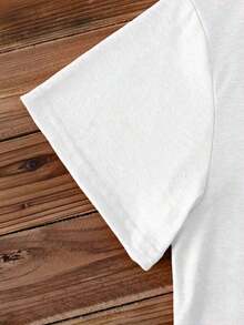 Minimalist Casual T-Shirt For Spring/Summer, New Short-Sleeve T-Shirt With Round Neck And Heart And Flower Print For Women, Distressed Vintage Style, Casual Sporty Top, Soft Fabric, High-Quality Women's Clothing | Fun And Unique Design | Youthful And Fun Top | Relaxed Fit | Women's Shirts - 白色 - 查看 5