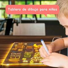 Pizarra LED que cambia de color, pizarra acrílica de 30 x 20 cm, bloc de notas Arts Doodle con bolígrafo de 7 colores y trapo, bloc de notas luminoso para escritorio con soporte, ideal como regalo para niños, colegio, hogar, cafetería u oficina. - 1 - Ver 10