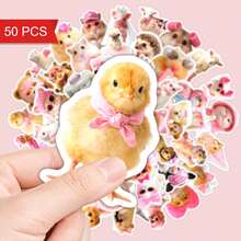 50/100/150張粉色可愛寵物貼紙，日系穿衣動物貼紙，適合學生、青少年，可用於學校用品、筆記本、鉛筆盒、筆記本電腦、水壺和桌面裝飾，開學季適用 - A - 查看 5